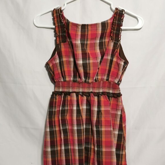 Plaid Babydoll Tank Top with Smocked Straps and Waistband Size M EUC #50 - Picture 2 of 7